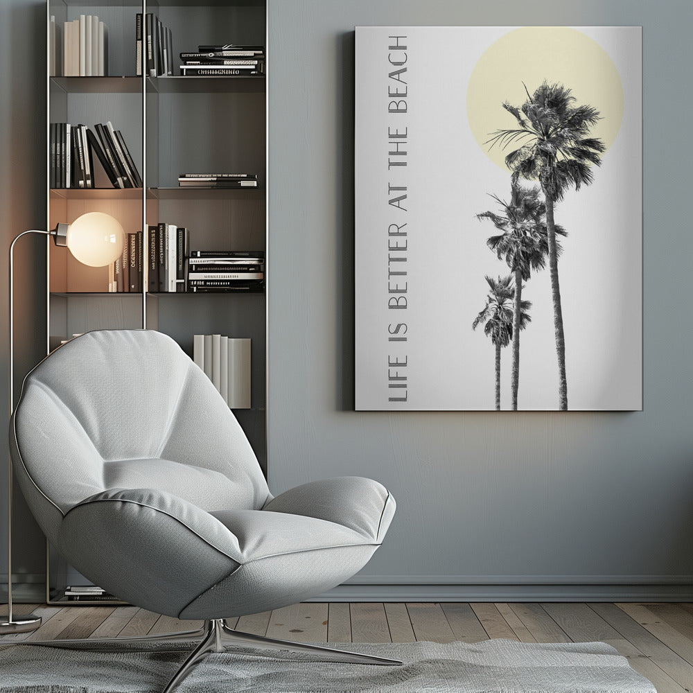 Décoration murale La vie est meilleure à la plage | palmiers