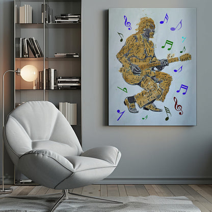 Impression sur toile Guitariste Notes de musique Art mural