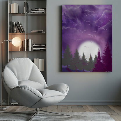 Décoration murale LUNE DANS UN CIEL VIOLET Impression sur toile