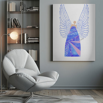 Tableau mural Ange en bleu sur toile
