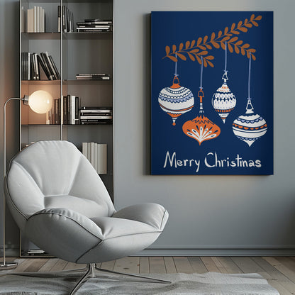 Art mural Petites boules de Noël bleues et joyeuses Tableau sur toile