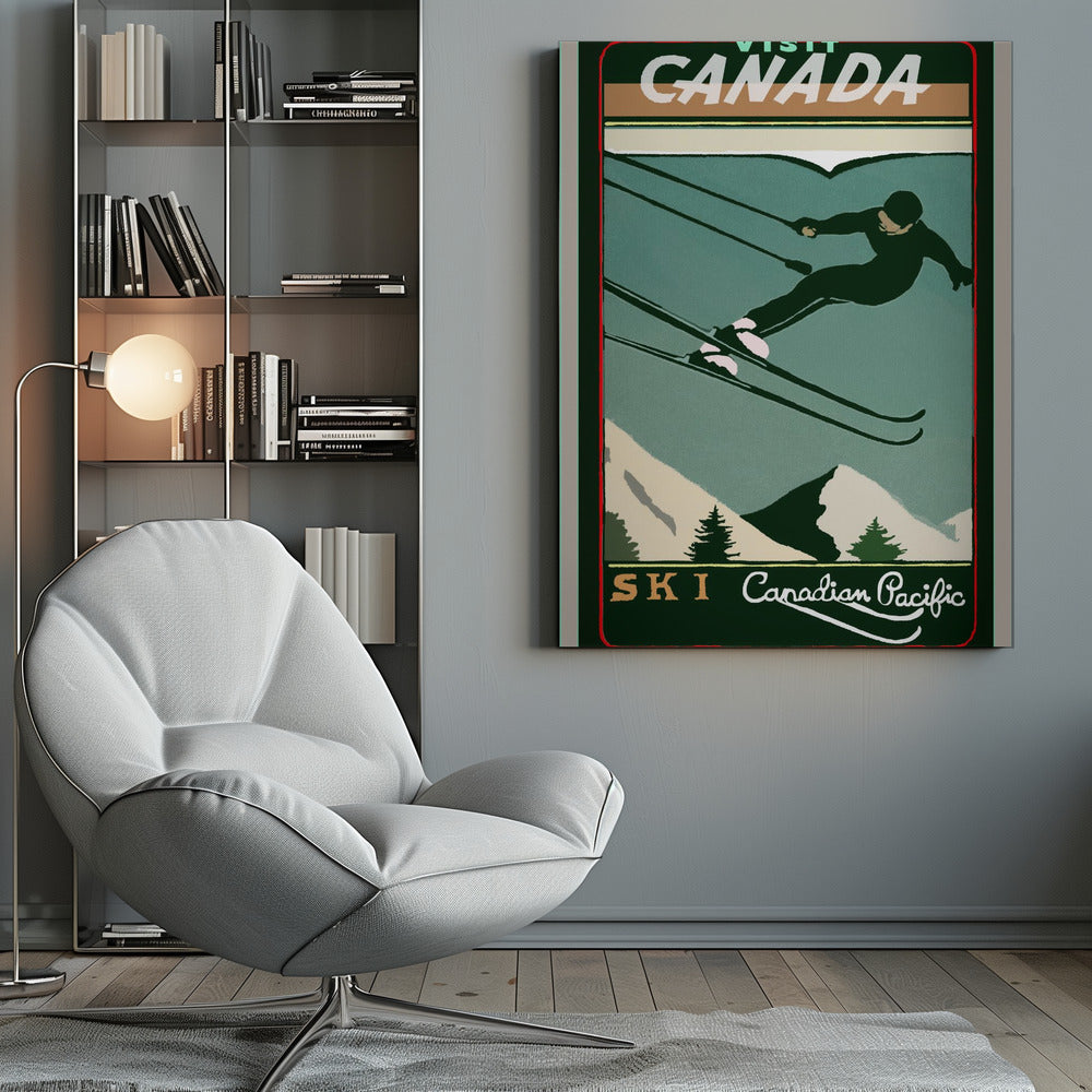 Décoration murale Tourisme d'hiver : Affiche vintage Ski Canada