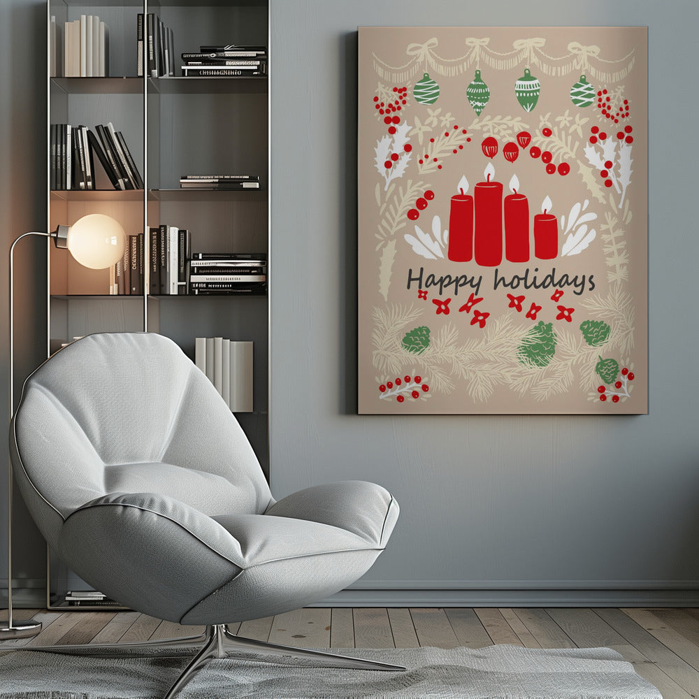 Art mural joyeuses fêtes - impression sur toile illustration d'art populaire