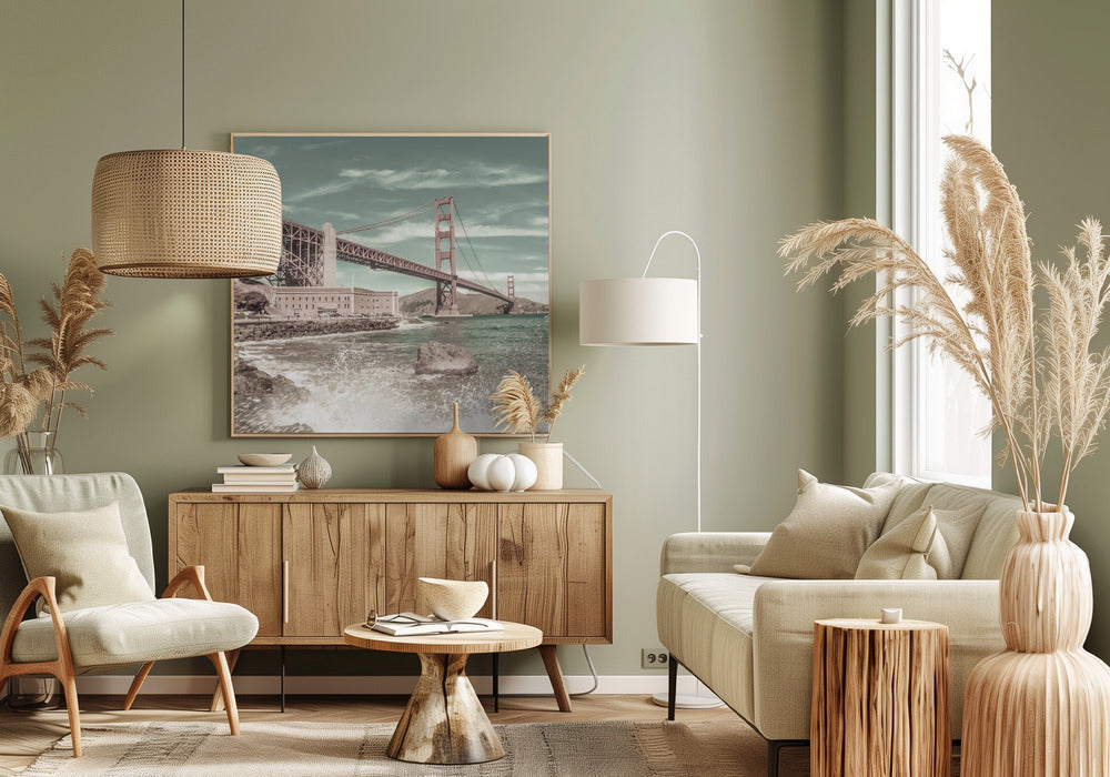 Décoration murale PONT GOLDEN GATE Côte Impression | style urbain vintage