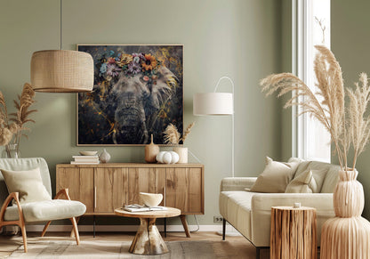 Art mural Éléphant Animal Illustration vintage Art mural 01