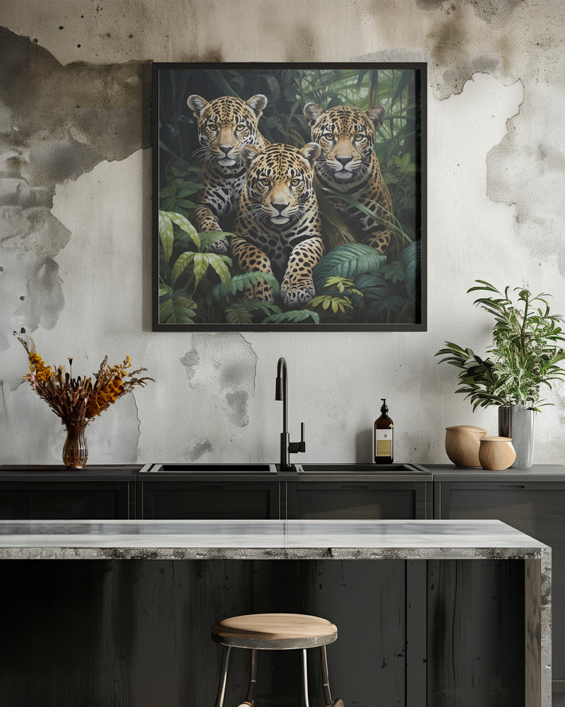 Décoration murale Trois jaguars dans la jungle