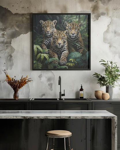 Décoration murale Trois jaguars dans la jungle
