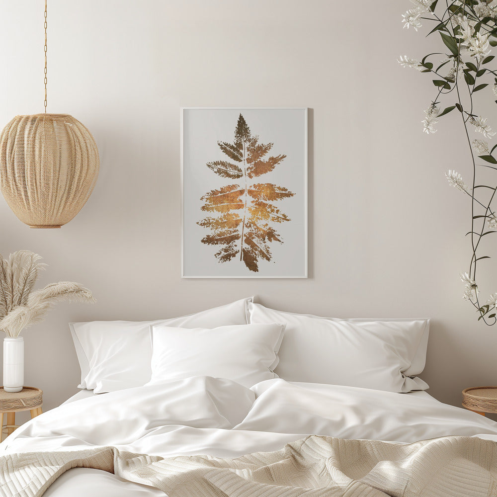 Décoration murale – Impression feuille de chêne (or)