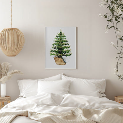 Décoration murale Sapin de Noël cosy aquarelle (2) Impression sur toile