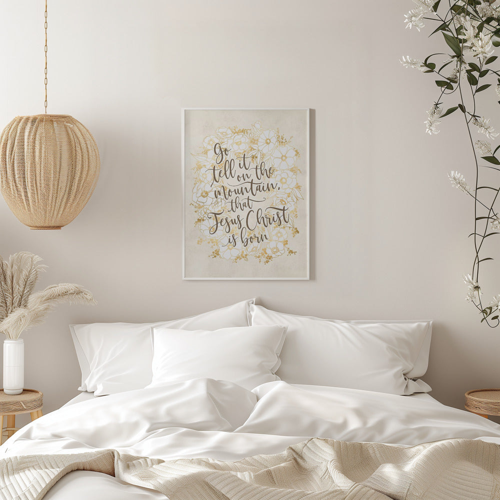 Art mural Annonce-le sur la montagne - impression sur toile vanille vintage