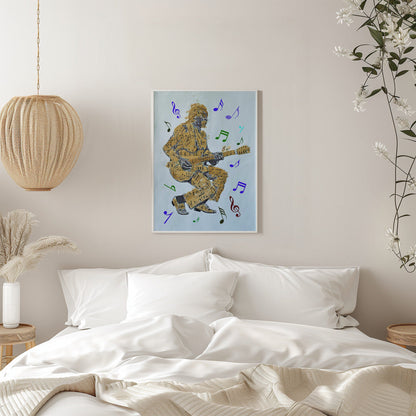 Impression sur toile Guitariste Notes de musique Art mural