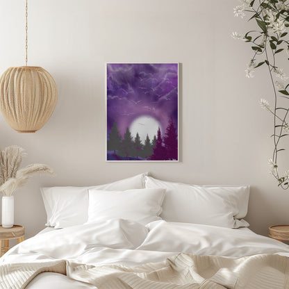 Décoration murale LUNE DANS UN CIEL VIOLET Impression sur toile