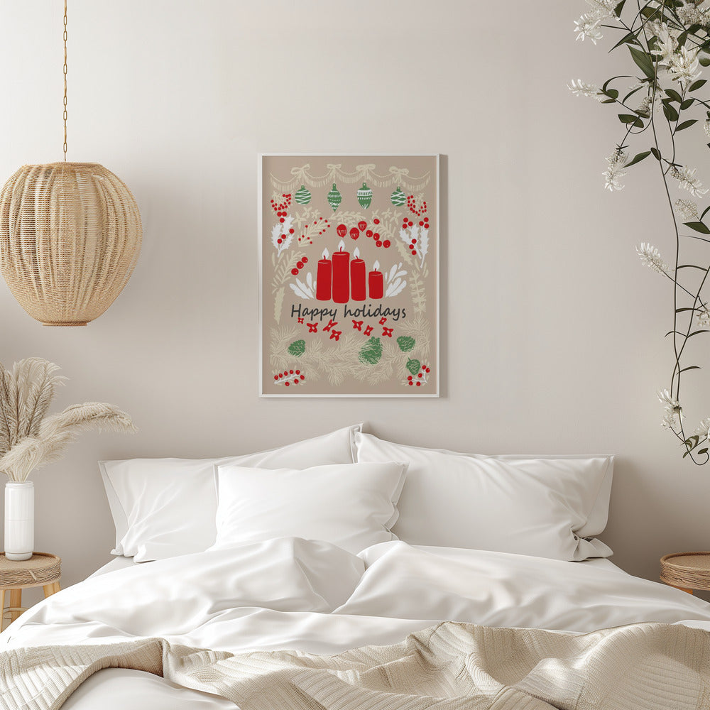 Art mural joyeuses fêtes - impression sur toile illustration d'art populaire