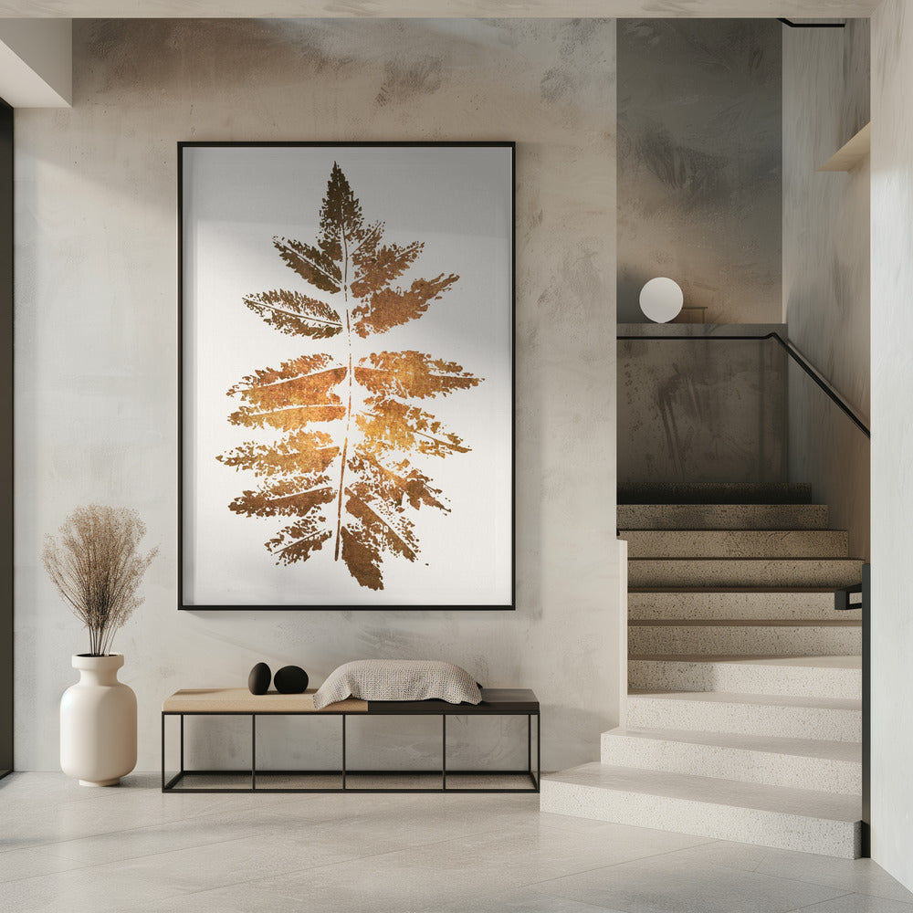 Décoration murale – Impression feuille de chêne (or)