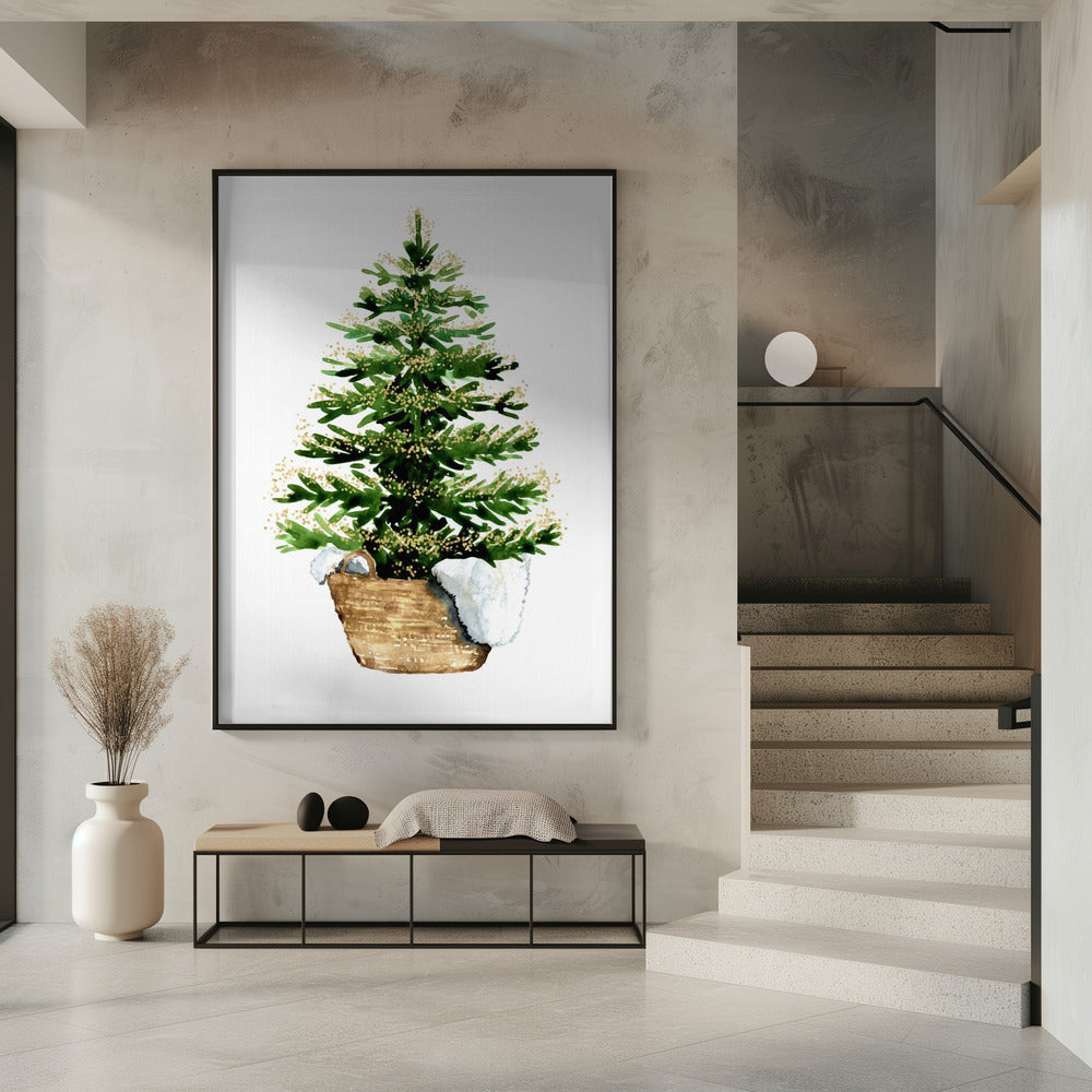Décoration murale Sapin de Noël cosy aquarelle (2) Impression sur toile