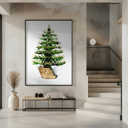 Décoration murale Sapin de Noël cosy aquarelle (2) Impression sur toile