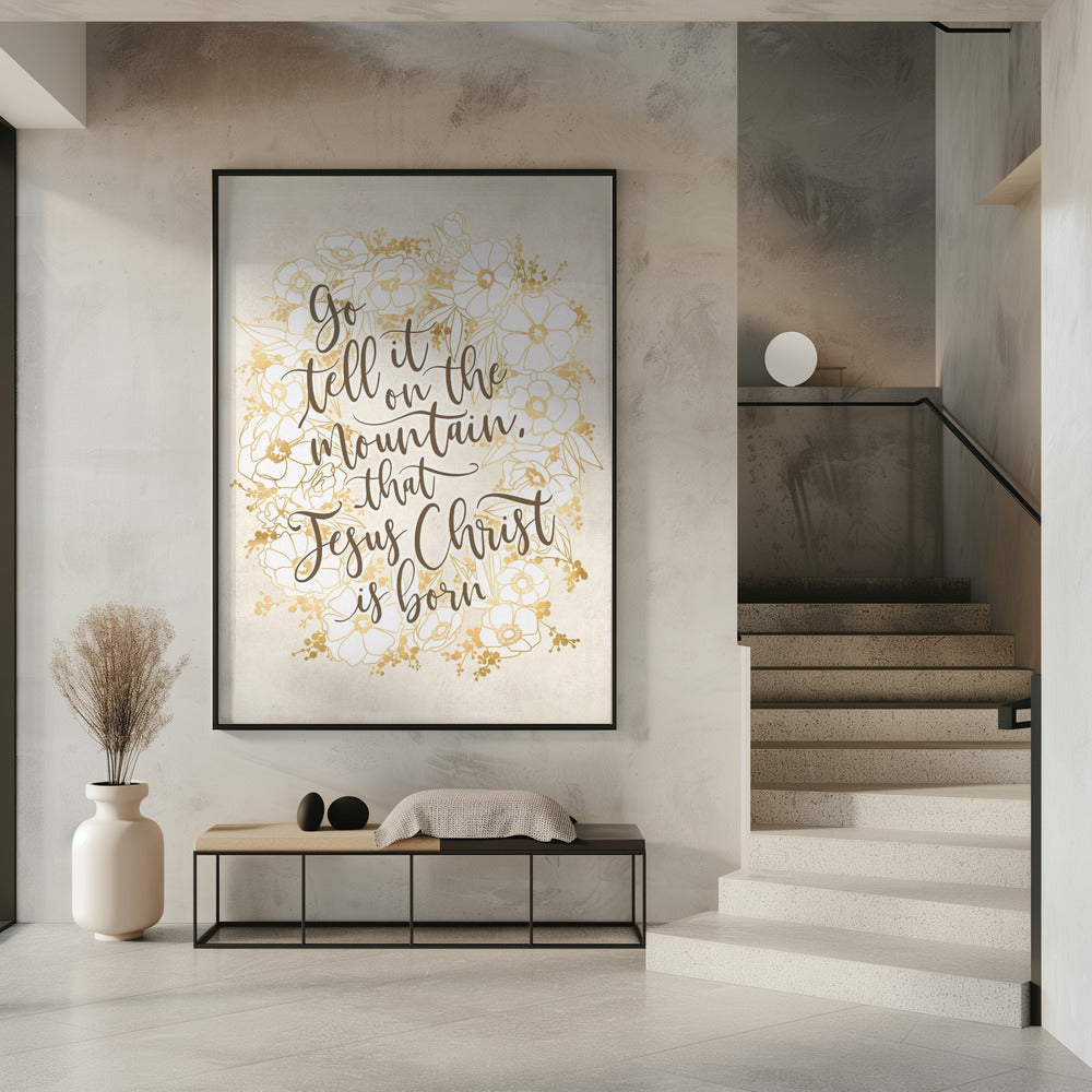 Art mural Annonce-le sur la montagne - impression sur toile vanille vintage