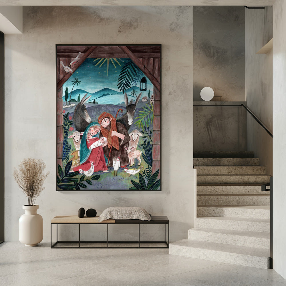 Décoration murale Noël avec Marie et l'Enfant Jésus Impression sur toile