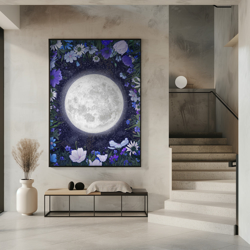 Art mural Minuit dans la prairie Bleu Original