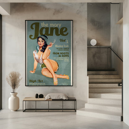 Art mural Mary Jane Rétro Vintage Pin-up Cannabis Art