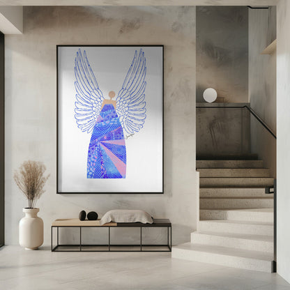 Tableau mural Ange en bleu sur toile