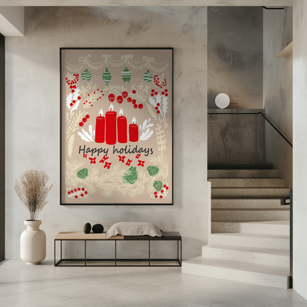 Art mural joyeuses fêtes - impression sur toile illustration d'art populaire