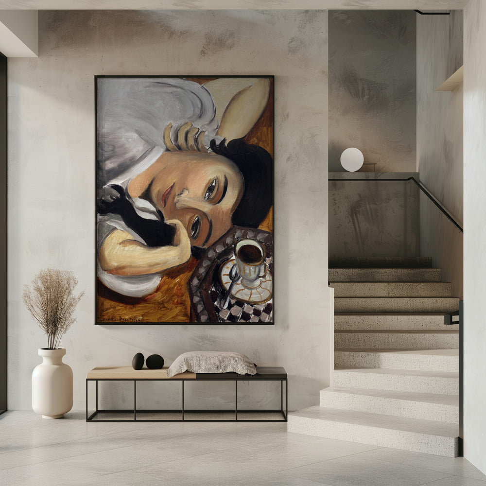 Art mural Lorette Con Una Tazza Di Caffe 1916