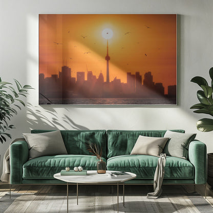 Décoration murale lever de soleil derrière Toronto sur toile