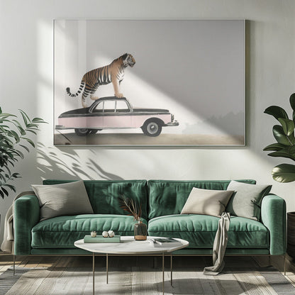 Art mural Tigre sur le toit d'une voiture