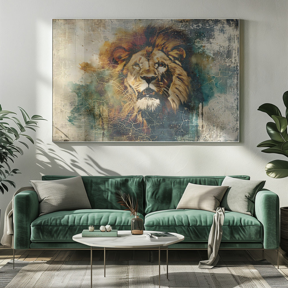 Art Mural Lion Animal Illustration Vintage Art Mural 06