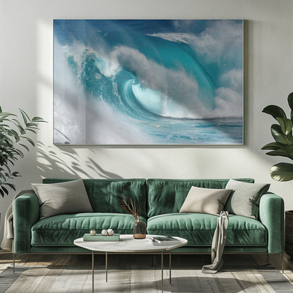 Art mural Quand l'océan devient feu bleu Impression sur toile