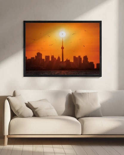 Décoration murale lever de soleil derrière Toronto sur toile