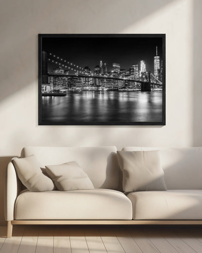Art mural - Horizon de MANHATTAN et Pont de BROOKLYN Paysage nocturne idyllique