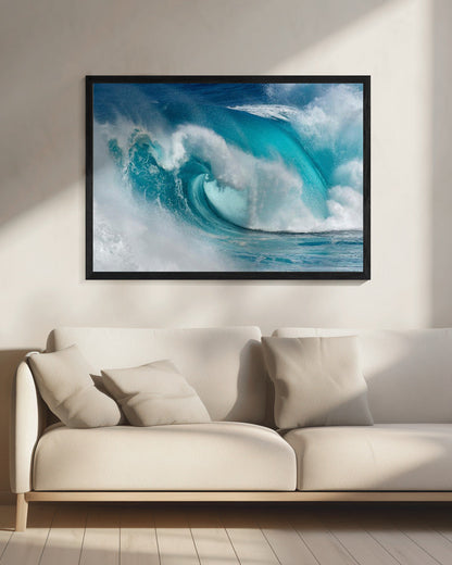 Art mural Quand l'océan devient feu bleu Impression sur toile