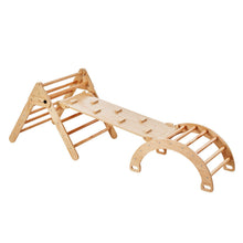 Wooden Pikler Triangle With Rocker & Slide + Ramp | Wooden Climbing Gym Set