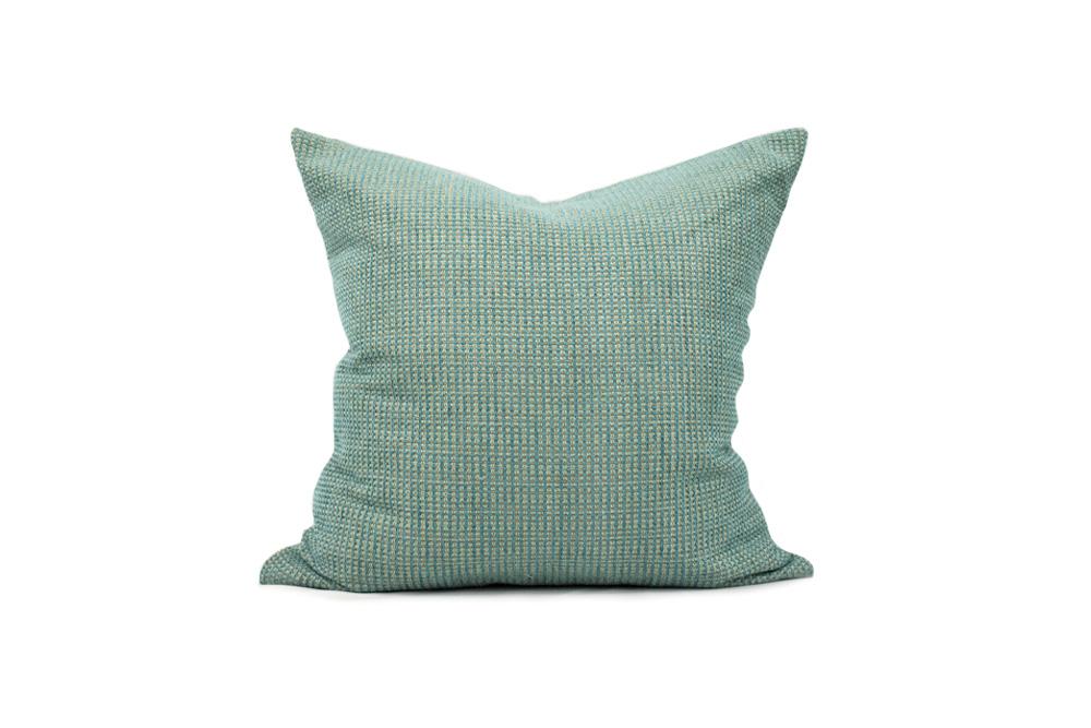 Housse de coussin en bouclette turquoise