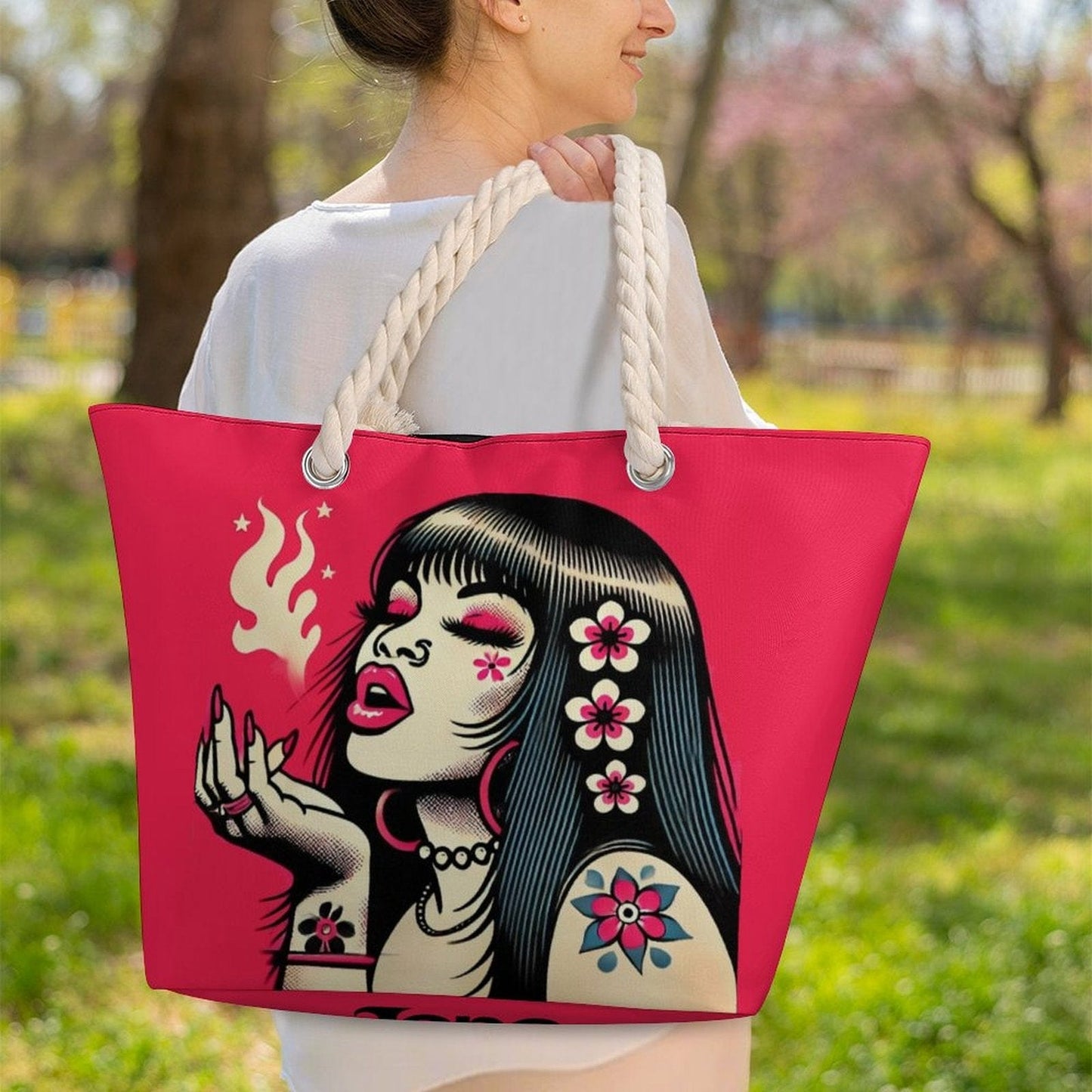 Sac cabas en corde de chanvre Pink Diesel