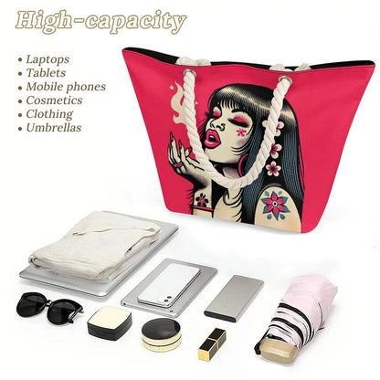 Sac cabas en corde de chanvre Pink Diesel