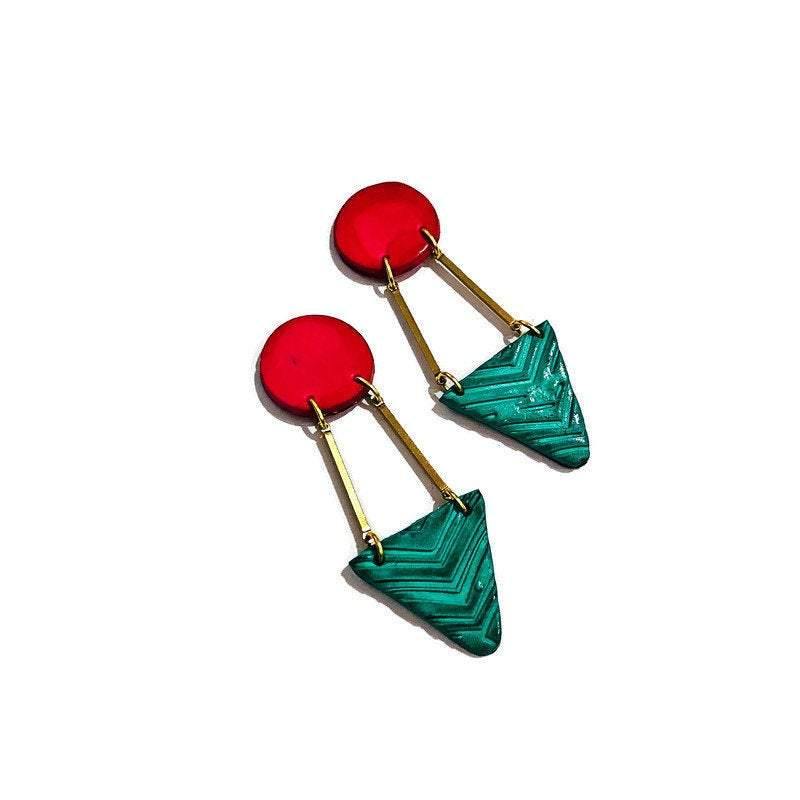 Boucles d'oreilles Art déco noires et dorées faites à la main - « Dupa »