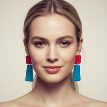 Colorful Dangle Statement Earrings, Post or Clip On – "Mary"