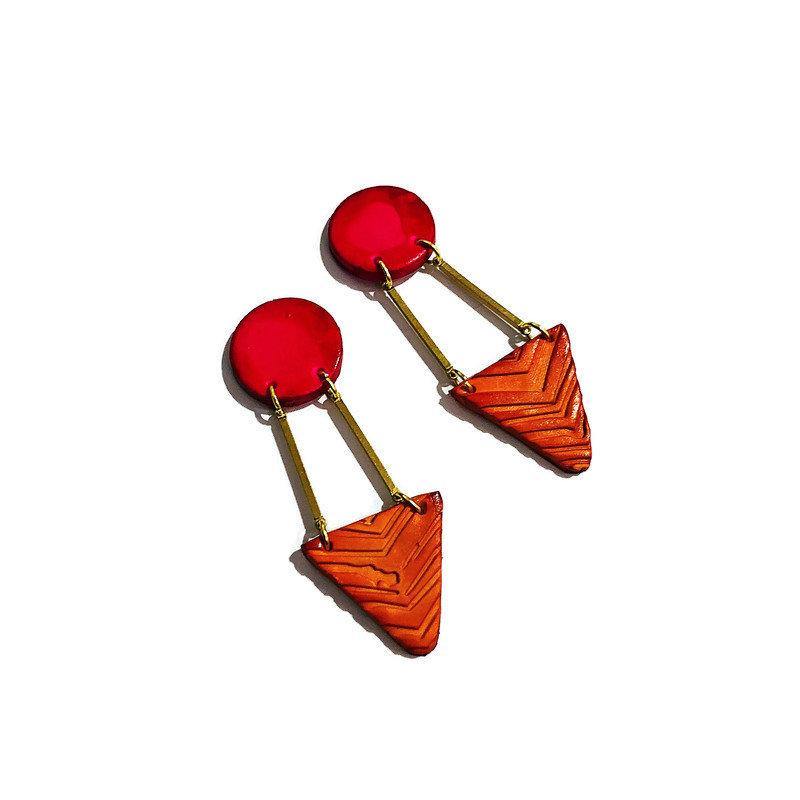 Boucles d'oreilles Art déco noires et dorées faites à la main - « Dupa »