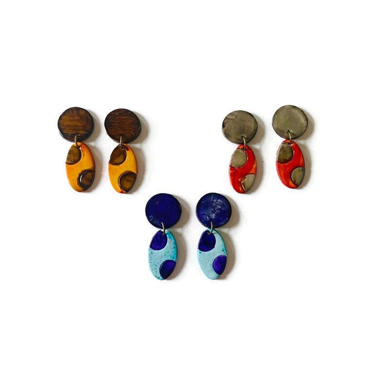 Boucles d'oreilles à pois (tiges ou clips) faites main