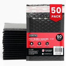 50 enveloppes à bulles EVORETRO 4x6" – Enveloppes d'expédition noires protectrices