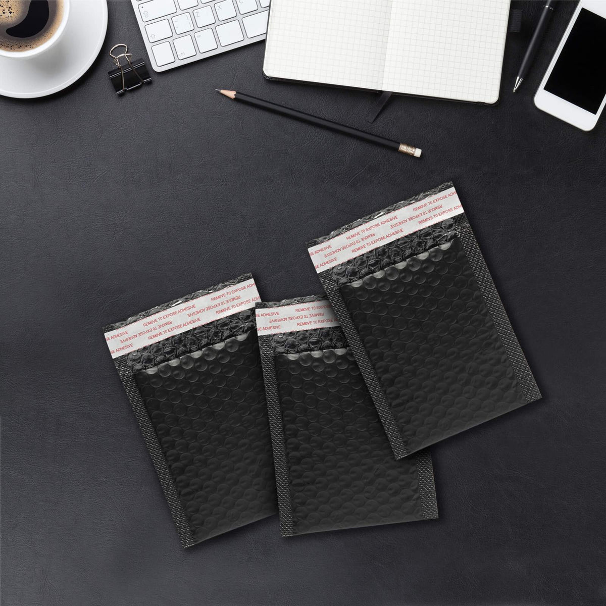50x EVORETRO Poly Bubble Mailers  4x6" – Black Protective Shipping Envelopes