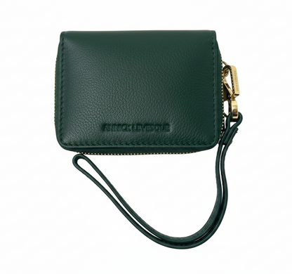 Porte-cartes en cuir Maylia, Vert foncé