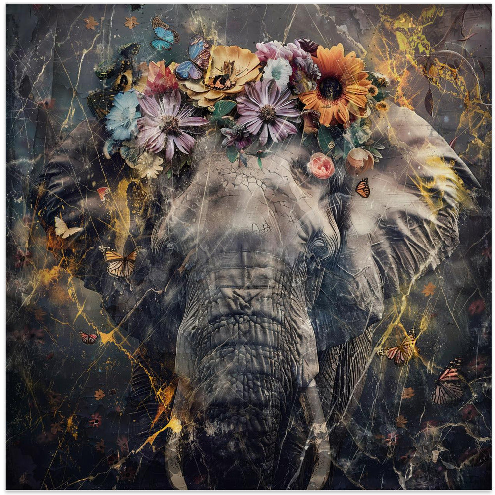 Art mural Éléphant Animal Illustration vintage Art mural 01