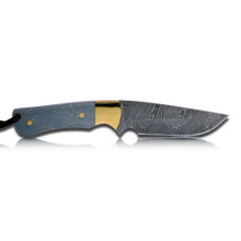 Original Kaito Damascus Steel Skinner Knife 4 inch blade with Premium Leather Sheath