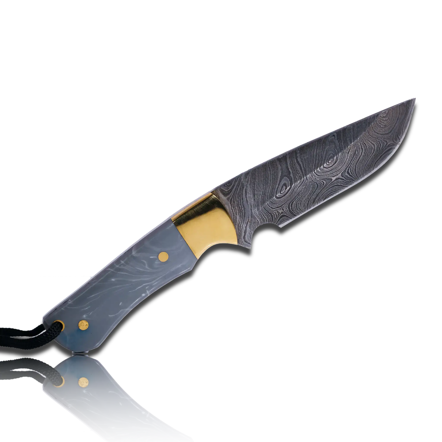 Couteau de chasse Kaito en acier Damas, lame de 4 pouces avec étui en cuir de première qualité