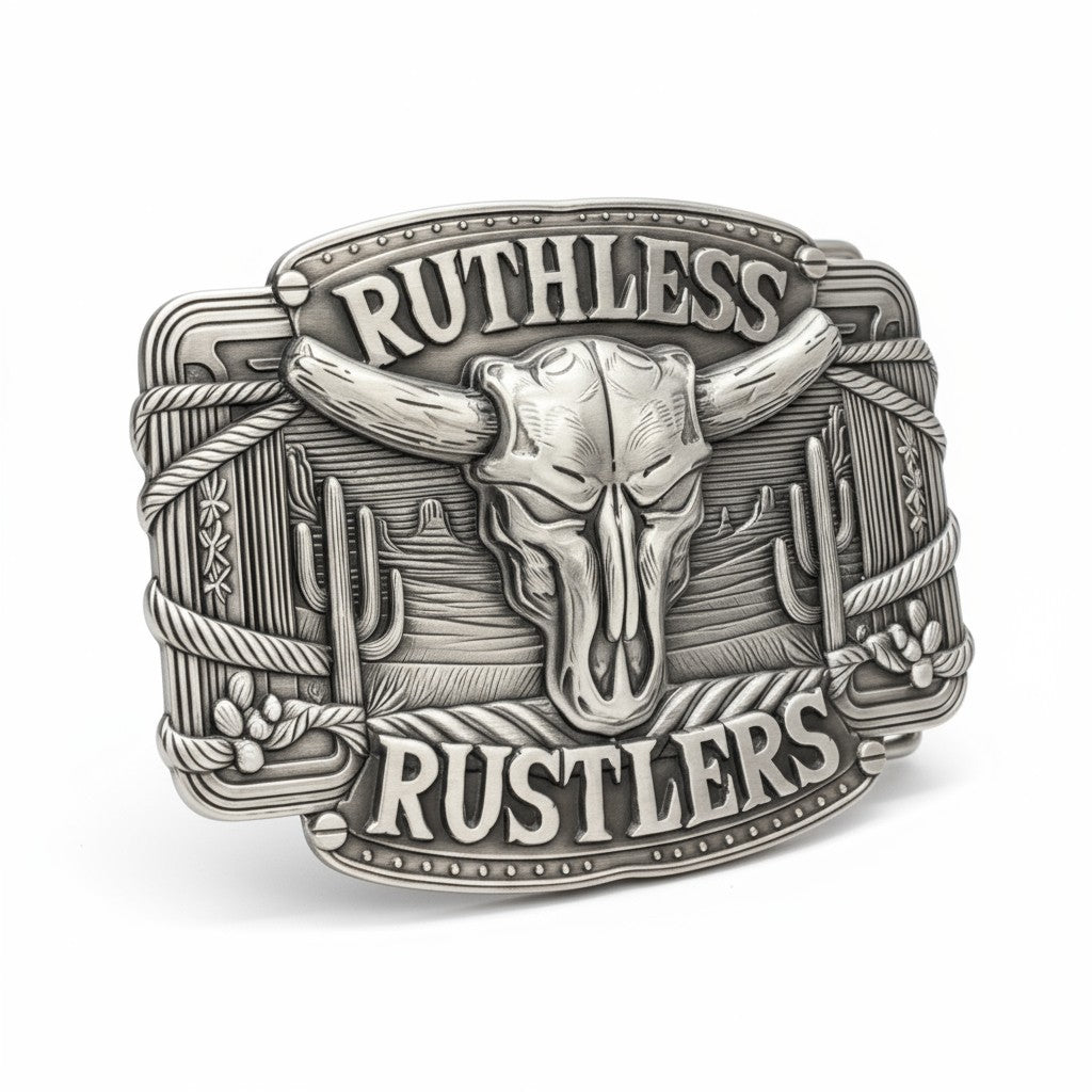Boucle de ceinture Ruthless Rustlers RR Frontier | Argent antique