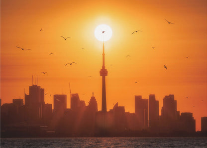 Décoration murale lever de soleil derrière Toronto sur toile